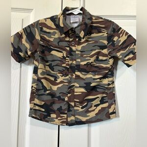 Blue Quail Camouflage Short Sleeve Button-Up Shirt
